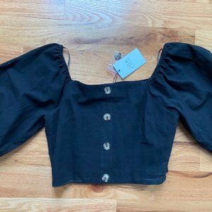 J.O.A. Blouse sleeve Crop top Black NWT